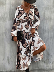 Bohemia Loose Floral V-Neck Dress