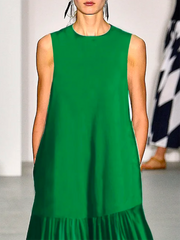 Leyot A-line Loose Solid Color Split-Joint Round-neck Maxi Dresses