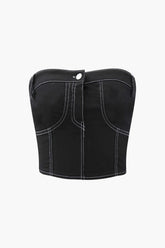 Topstitching Zip Back Tube Top