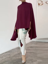 Flower Printed Batwing Sleeves Elegant Split-joint Shirt+Skirt Sets