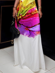 Skinny Sleeveless Flower Print High Neck Maxi Dresses