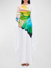 Floral Printed Long Sleeves Loose Round-neck Maxi Dresses