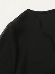 Long Sleeves Loose Elasticity See-Through Split-Joint V-Neck Mini Dresses