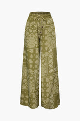 Paisley Print High Waist Wide Leg Pants