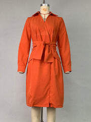 Long Sleeves Solid Color Tied Waist Deep V-Neck Mini Dresses