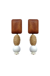 Wood Geometric Drop Earrings