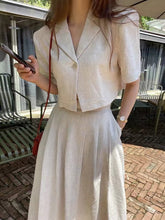 2024 New Fashion Elegant Loose Linen Short Shirt & A-line Skirt 2 Pieces Suit