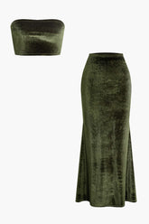 Velvet Tube Top And Mermaid Maxi Skirt Set