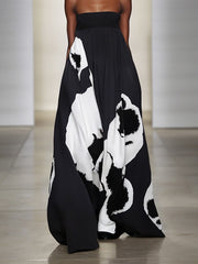 A-Line Loose Pleated Printed Split-Joint Tube Maxi Dresses