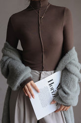 High Neck Seam Detail Long Sleeve Top