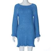 Knitted Backless Mini Dress For Women Lace Up Loose Solid Sexy Short Dresses Hot Girls Club Casual High Waist Dress FemmeChristmas Gifts