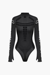 Mock Neck Cut Out Long Sleeve Bodysuit