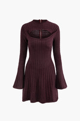 Cut Out Flare Sleeve Knit Mini Dress