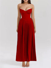 Solid Color Splicng Sleeveless Tube Elegant Maxi Dresses