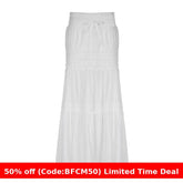 dream clothes Lace Stitching Versatile Slimming Drawstring Lace-up White Dress Elegant Early Autumn Simple Skirt for Women