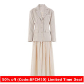 2000s fashion French Elegant Waist Two-Piece Set Women's Autumn Single-Breasted Western-Fitting Pleated Skirt Suit