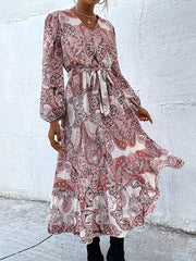Bohemia Puff Sleeves Floral V-Neck Dress