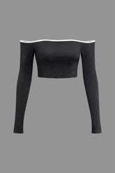 Contrast Off Shoulder Crop Top