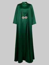 Long Sleeves Loose Embroidered Solid Color Evening Dresses