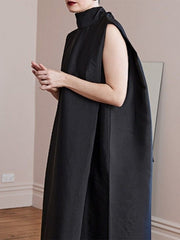 Solid Color Loose High Neck Maxi Dresses