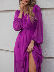 Fuchsia Long Sleeve Maxi Dress
