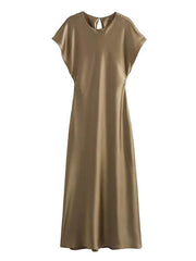 Solid Color A-Line Loose V-Neck Maxi Dresses