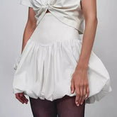 High Waisted Bud Skirts Cotton For Women Fashion Solid Color Folds Patchwork Short Skirt Female Commuting Party ClothesChristmas Gifts