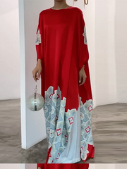 Printed Loose Round-neck Maxi Dresses