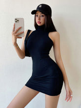 Bodycon Dresses for Women High Neck Mini Dress Sleeves Thigh Women's Party Turtleneck Dress Pleated Club Date Night Outfit