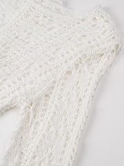 Solid Color Hollow Tasseled Long Sleeves Mermaid Maxi Dresses