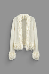 Fringe Trim Knit Cardigan