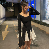 Lace Up High Waist Dress For Women Folds Splice Bodycon Mini Dress Hot Girls Street Slim See Through Dresses Woman AutumnChristmas Gifts