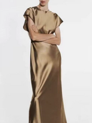 Solid Color A-Line Loose V-Neck Maxi Dresses