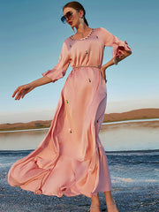 Vacation A-Line Solid Color Midi Dress