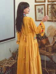 Flare Sleeves Midi Dress