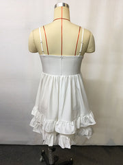 Lacy Patchwork Sleeveless Spaghetti-Neck Mini Dresses