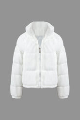 Corduroy Stand Collar Puffer Coat