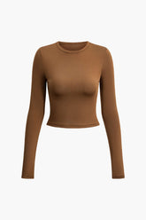Solid Long Sleeve Crop Top