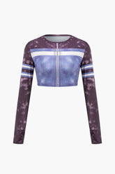 Printed Long Sleeve Crop Top