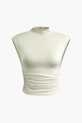 Mock Neck Ruched Tank Top