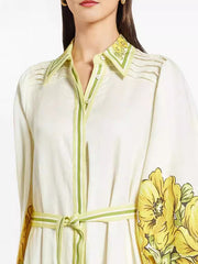 Floral Print Puff Long Sleeves Ruffled Maxi Dresses