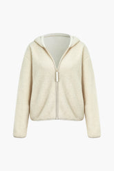 Fleece Hooded Zip Up Coat