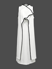 Solid Color False Two Sleeveless Midi Dresses