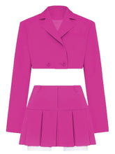 Casual Two Piece Sets Women's Outfits 2024 New Black Matching Sets With Skirt And Blazer Cropped Top Skirt Sets For WomenChristmas Gifts