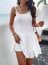 A-Line High Waisted Elasticity Solid Color Spaghetti-Neck Mini Dresses