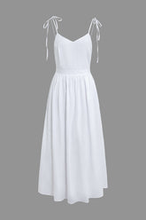 Tie Slip Backless Pleated Maxi Dress