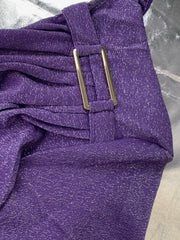 Long Sleeves Wrap Belted Pleated Solid Color Split-Side V-Neck Evening Dresses Maxi Dresses