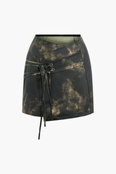 Tie Dye Eyelet Tie Mini Skirt