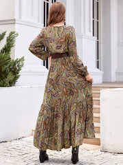 Vacation A-Line Floral Printed V-Neck Maxi Dress