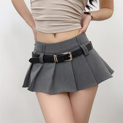 Women Fashion With Pleated Shorts Skirts Sexy Girls Mini Skirt Y2k Clothing Mid Waist Side Zipper Female Skort Mujer
